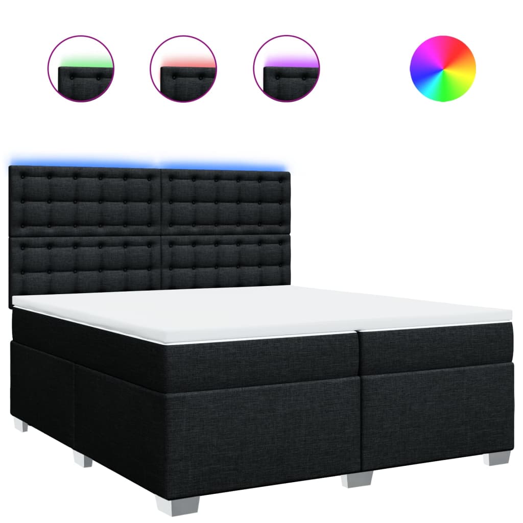 Sommier à lattes de lit avec matelas Noir 200x200 cm Tissu - XIOS