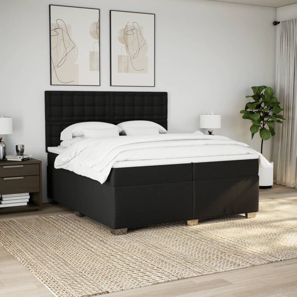 Sommier à lattes de lit avec matelas Noir 200x200 cm Tissu - XIOS