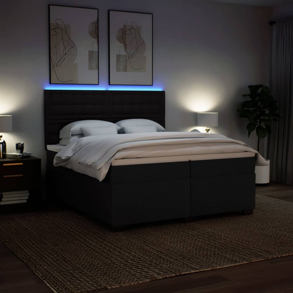 Sommier à lattes de lit avec matelas Noir 200x200 cm Tissu - XIOS