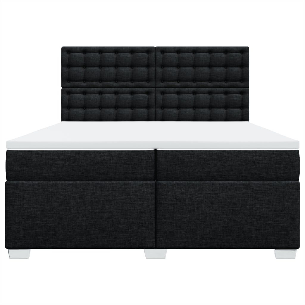 Sommier à lattes de lit avec matelas Noir 200x200 cm Tissu - XIOS