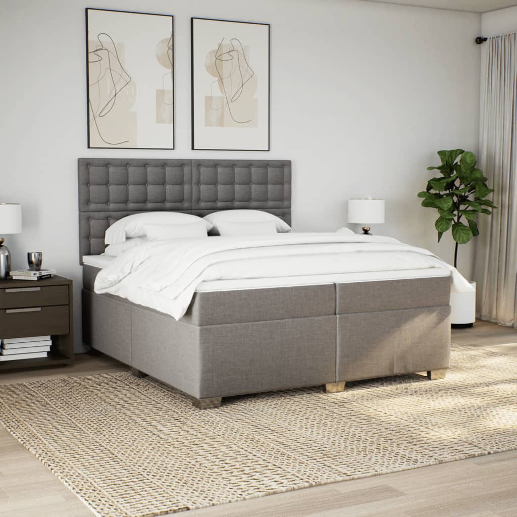 Sommier à lattes de lit avec matelas Taupe 200x200 cm Tissu - XIOS