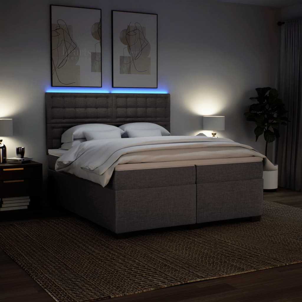 Sommier à lattes de lit avec matelas Taupe 200x200 cm Tissu - XIOS