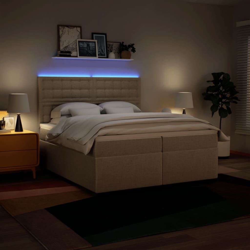 Sommier à lattes de lit avec matelas Crème 200x200 cm Tissu - XIOS