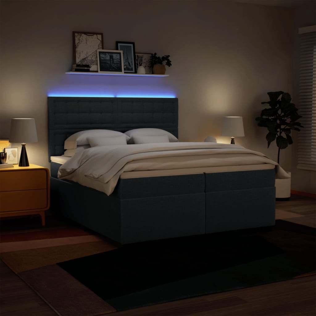 Sommier à lattes de lit avec matelas Bleu 200x200 cm Tissu - XIOS