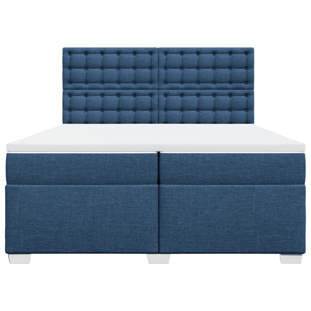 Sommier à lattes de lit avec matelas Bleu 200x200 cm Tissu - XIOS
