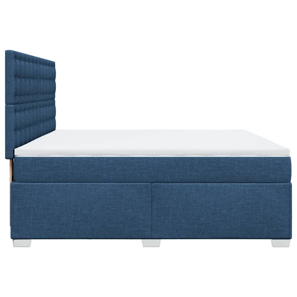 Sommier à lattes de lit avec matelas Bleu 200x200 cm Tissu - XIOS