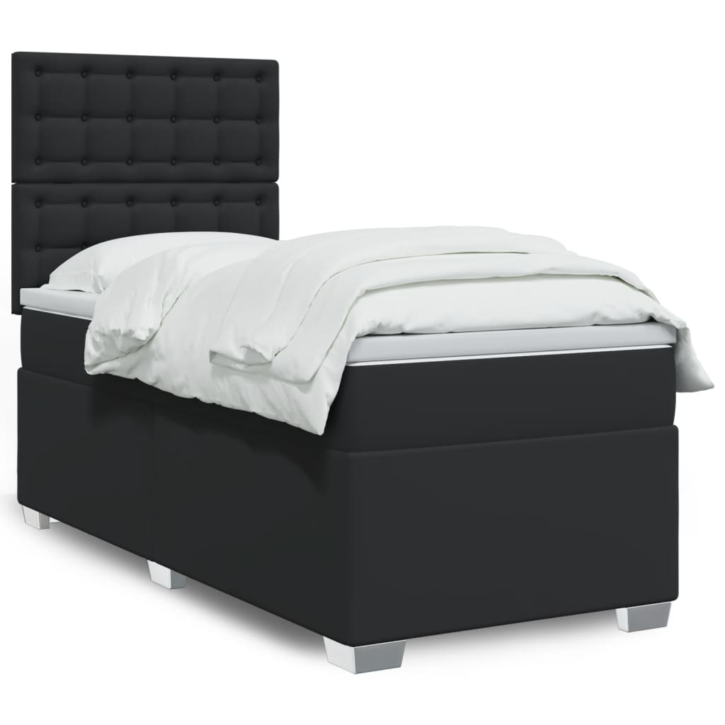 Sommier à lattes de lit avec matelas Noir 90x190 cm Similicuir - XIOS