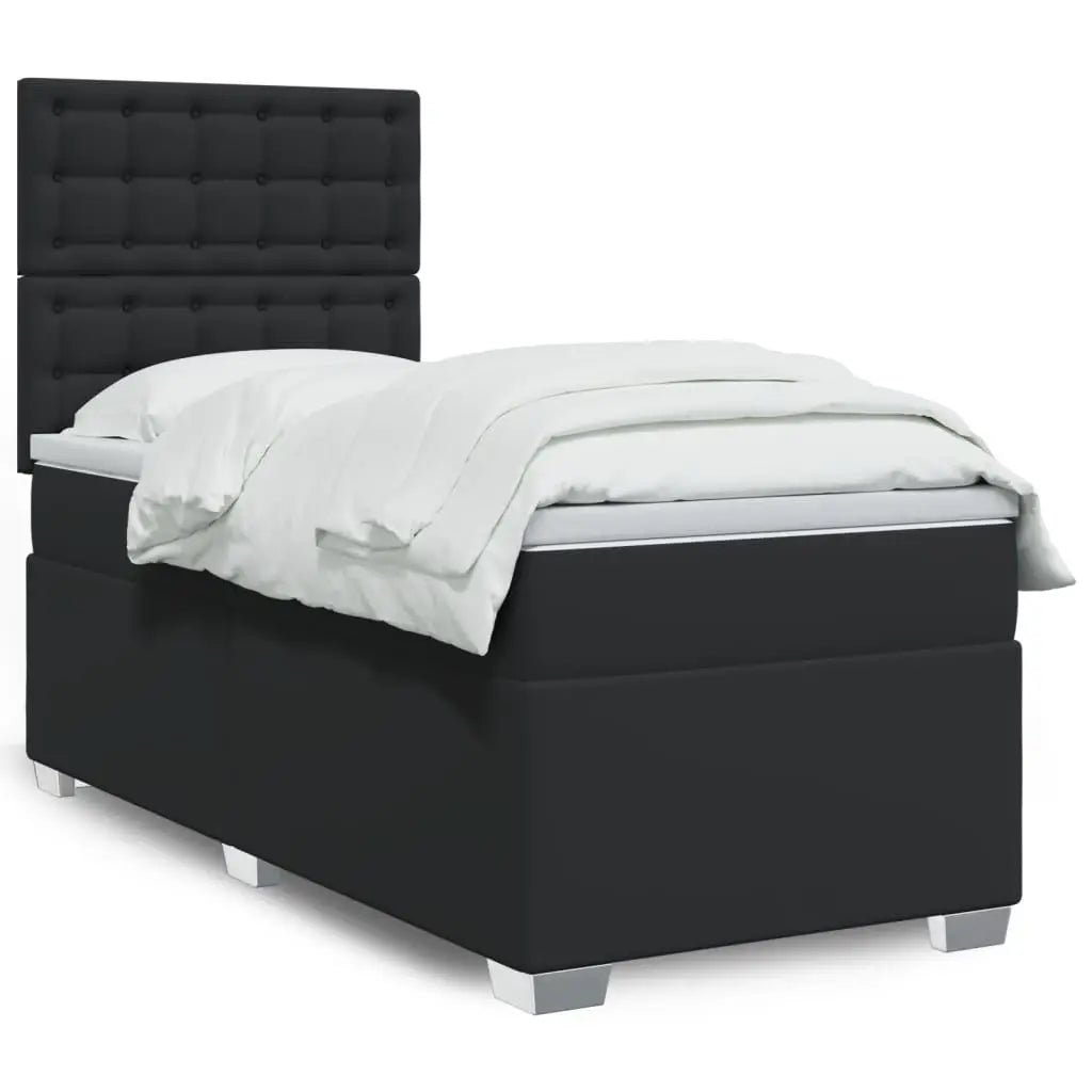 Sommier à lattes de lit avec matelas Noir 90x190 cm Similicuir - XIOS