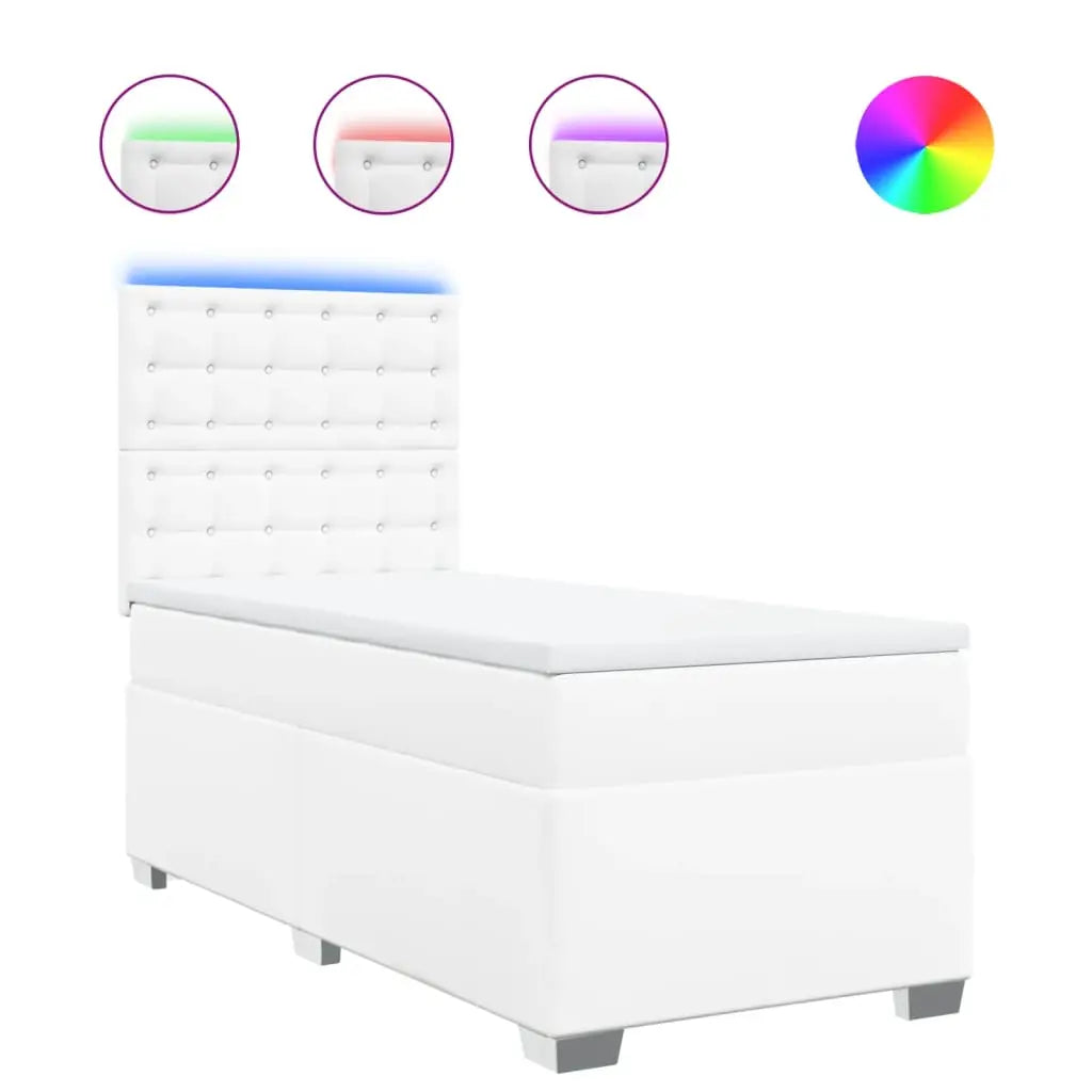 Sommier à lattes de lit avec matelas Blanc 90x190 cm Similicuir - XIOS