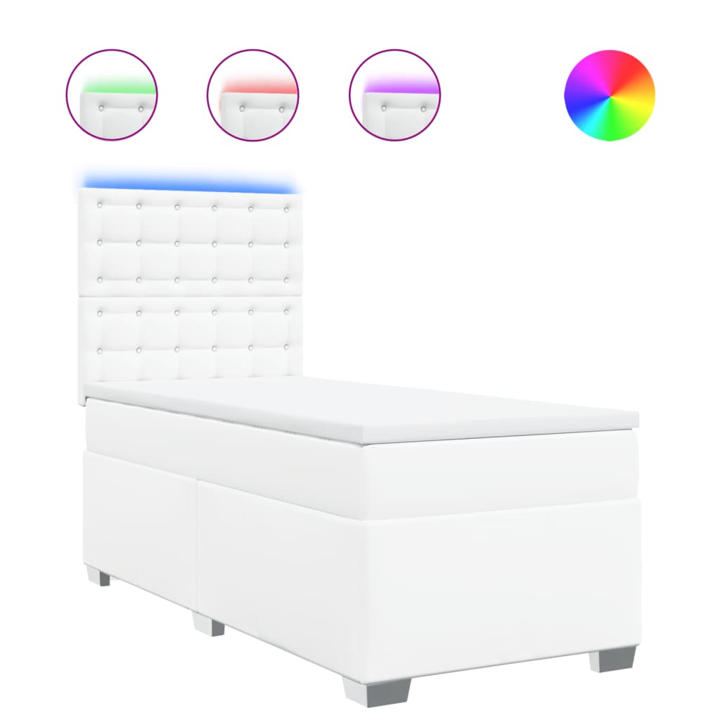 Sommier à lattes de lit avec matelas Blanc 90x200 cm Similicuir - XIOS