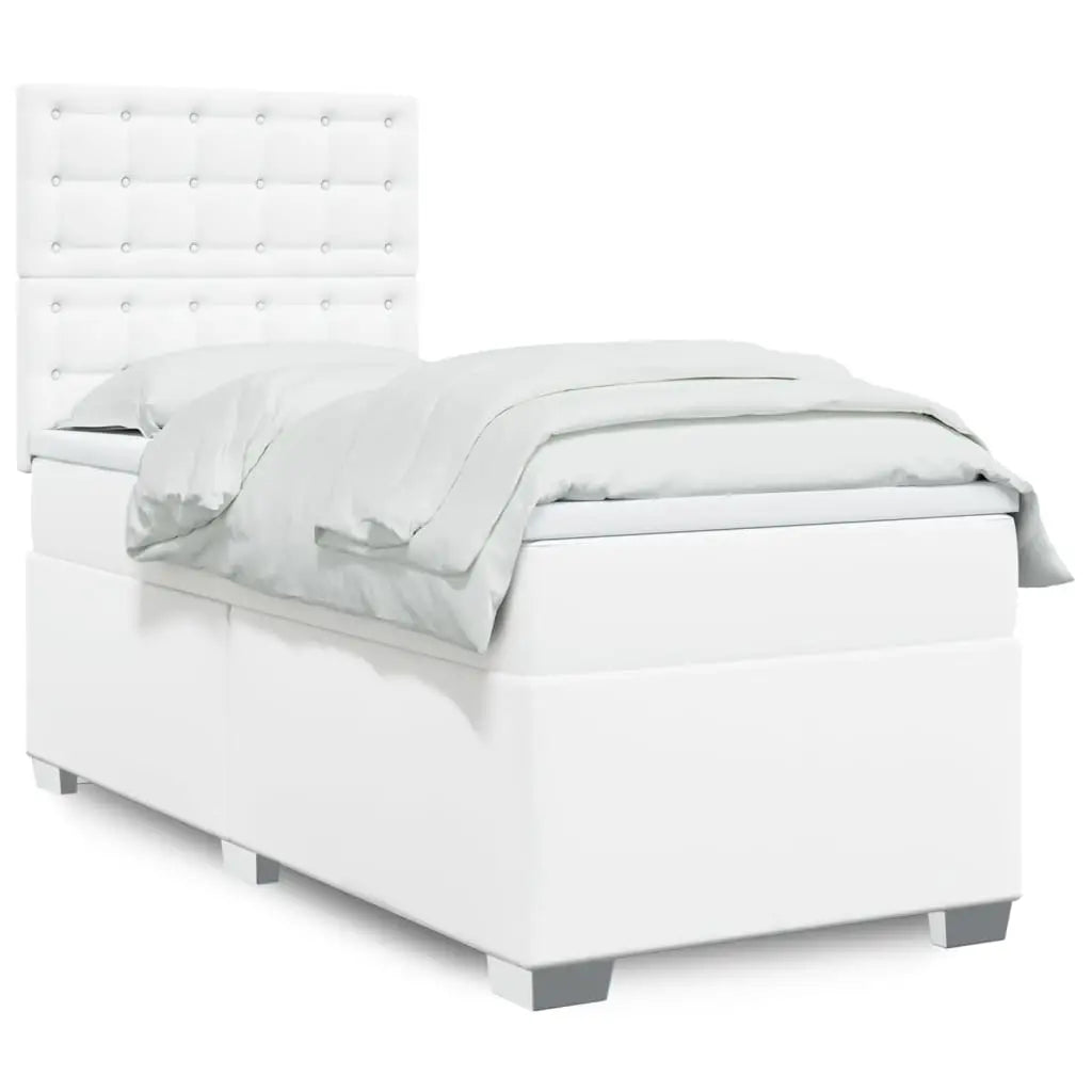 Sommier à lattes de lit avec matelas Blanc 90x200 cm Similicuir - XIOS