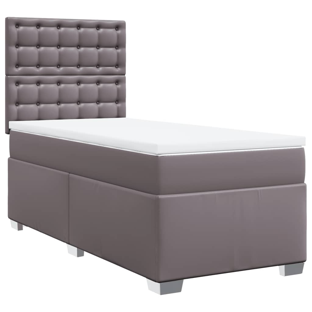 Sommier à lattes de lit avec matelas Gris 90x200 cm Similicuir - XIOS