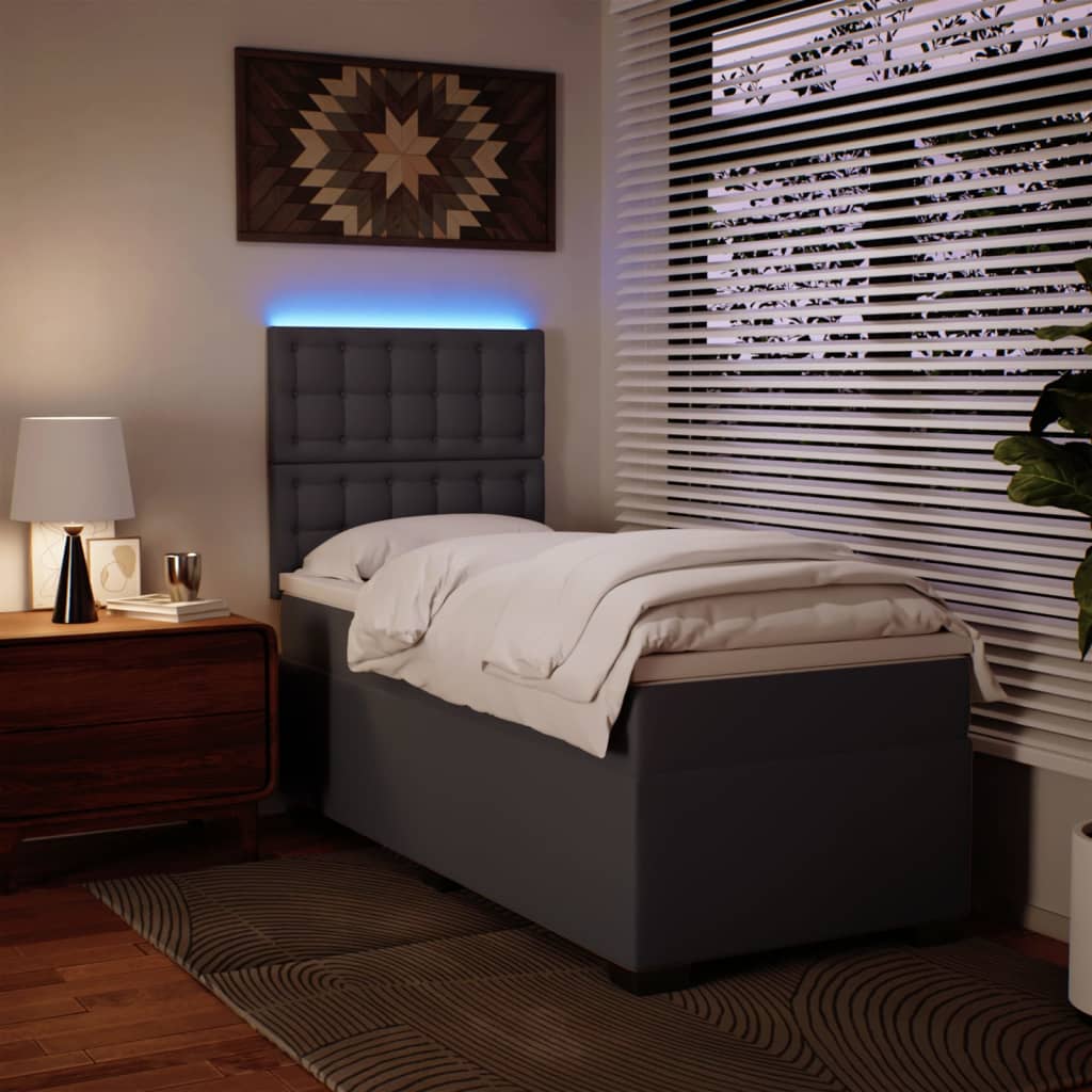 Sommier à lattes de lit avec matelas Gris 90x200 cm Similicuir - XIOS