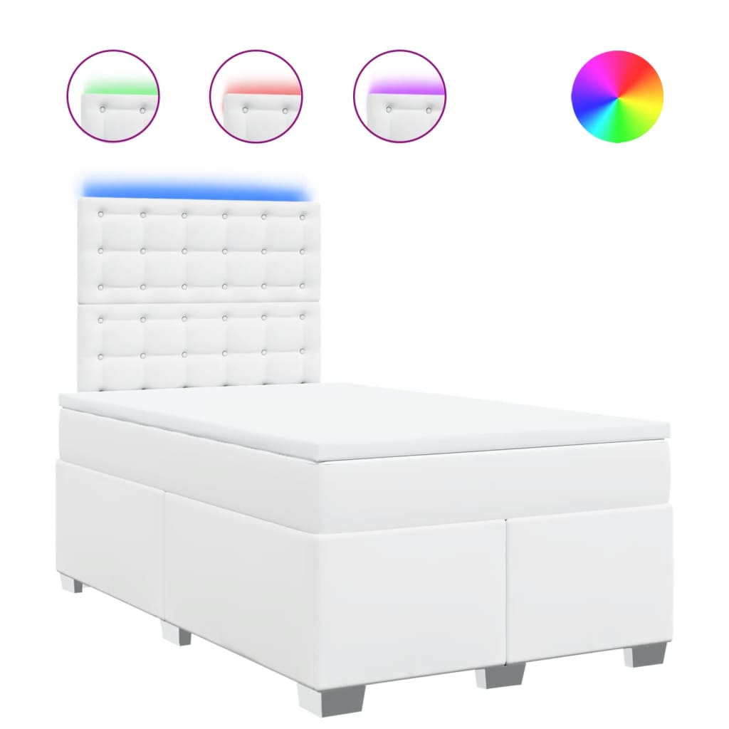 Sommier à lattes de lit avec matelas blanc 120x190cm similicuir - XIOS