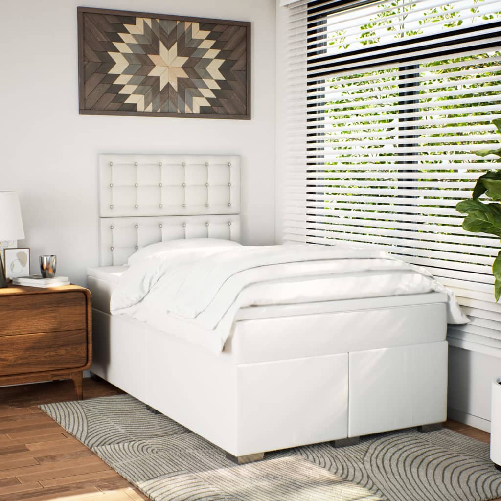 Sommier à lattes de lit avec matelas blanc 120x190cm similicuir - XIOS