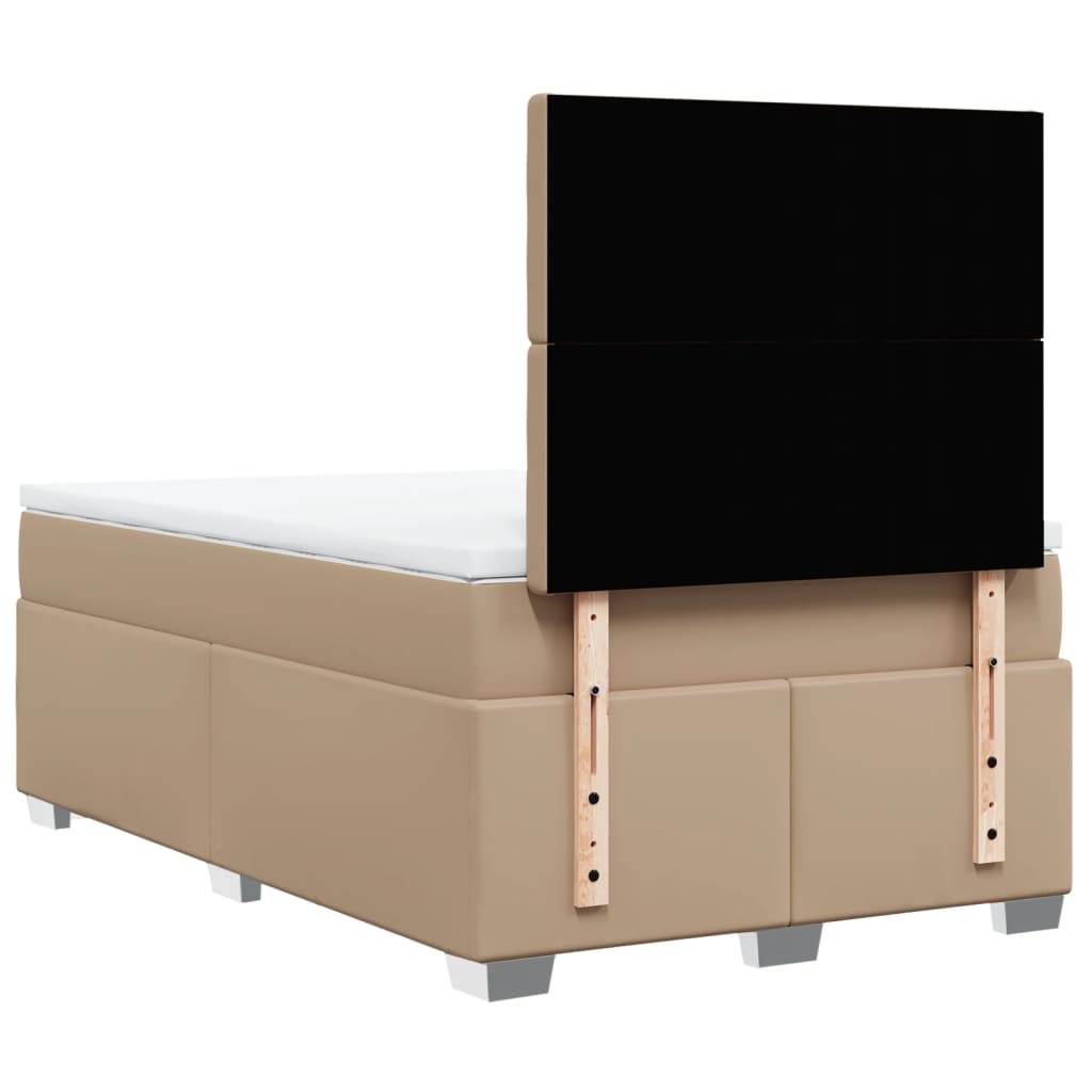 Sommier à lattes de lit matelas cappuccino 120x190cm similicuir