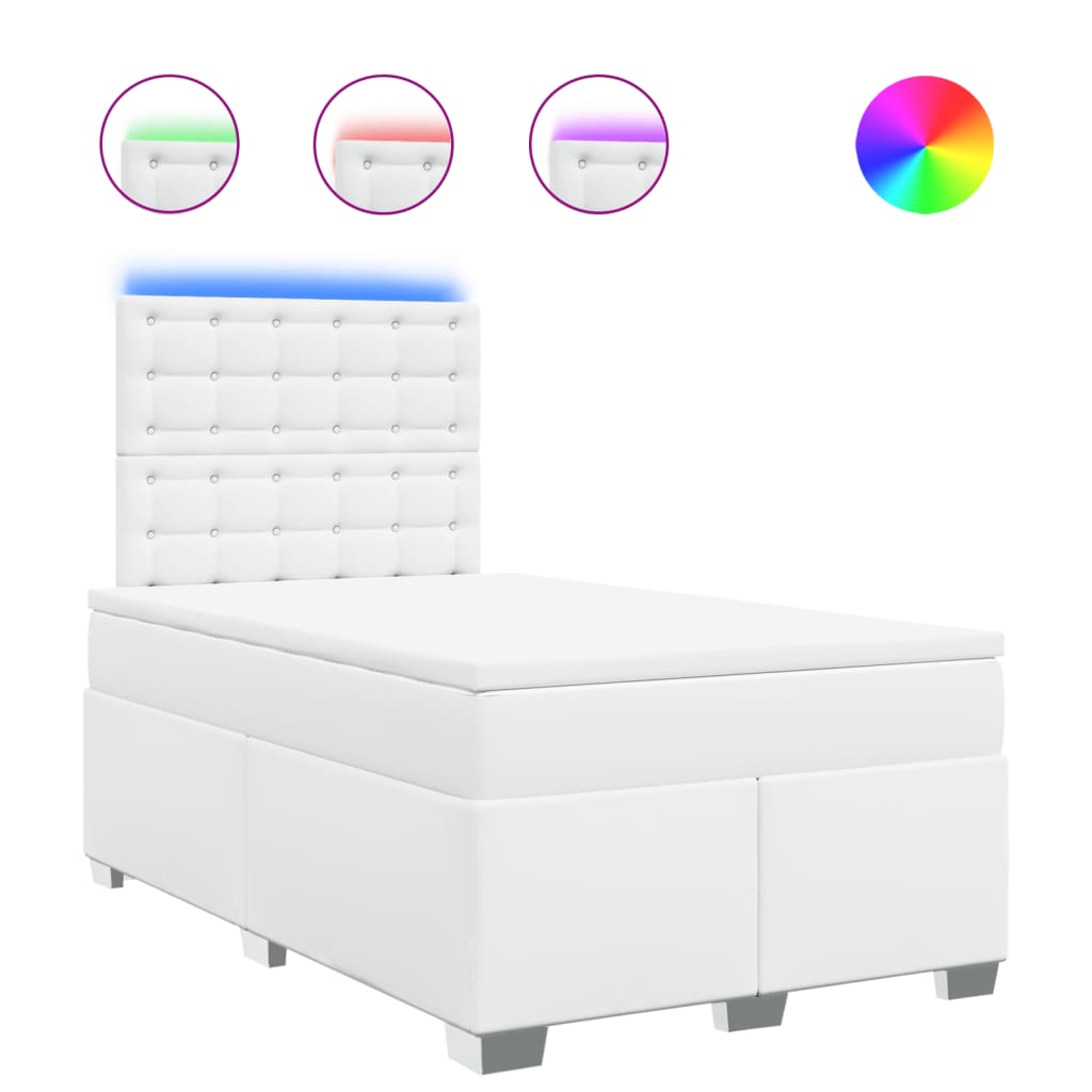 Sommier à lattes de lit avec matelas Blanc 120x200cm Similicuir - XIOS