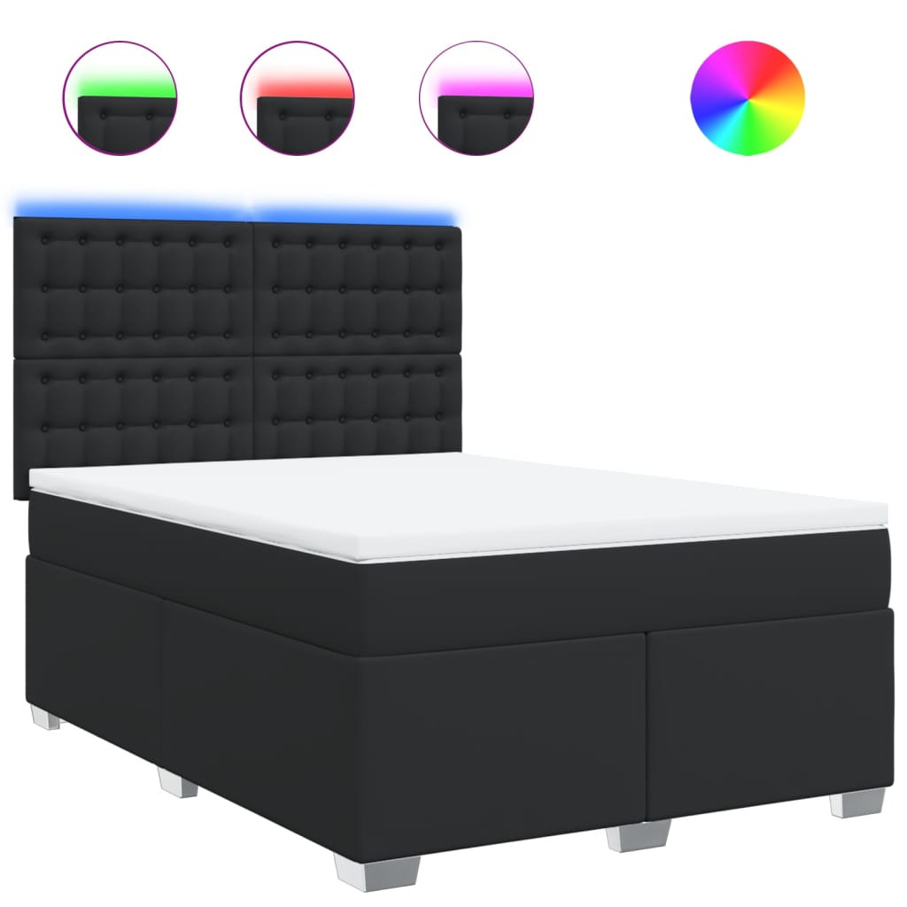 Sommier à lattes de lit avec matelas Noir 140x190 cm Similicuir - XIOS