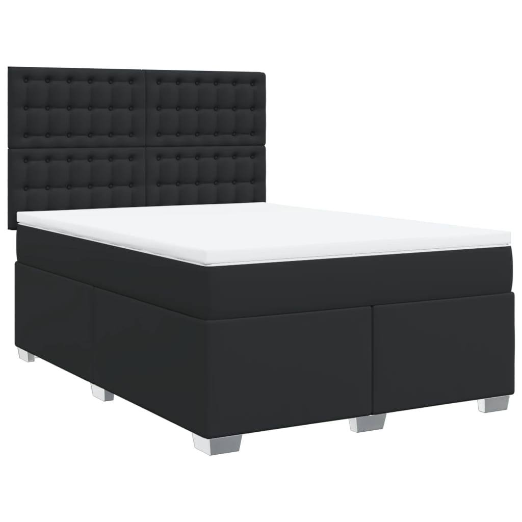 Sommier à lattes de lit avec matelas Noir 140x190 cm Similicuir - XIOS
