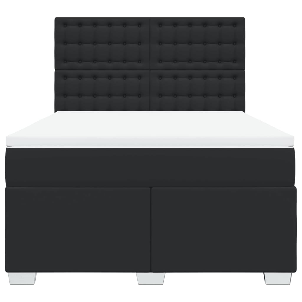 Sommier à lattes de lit avec matelas Noir 140x190 cm Similicuir - XIOS