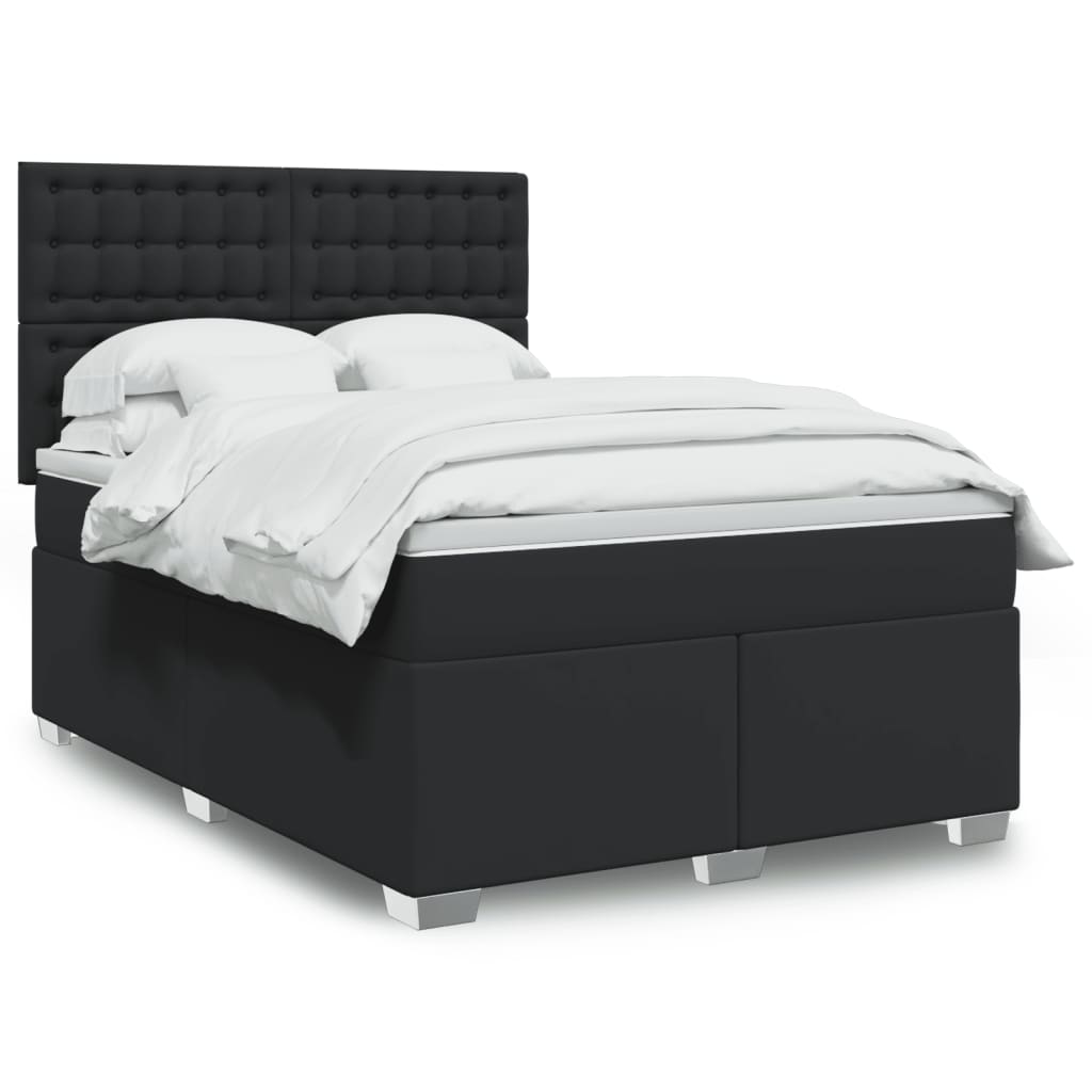 Sommier à lattes de lit avec matelas Noir 140x190 cm Similicuir - XIOS