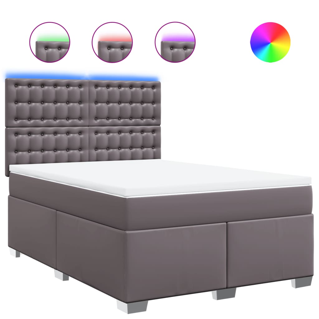 Sommier à lattes de lit avec matelas Gris 140x190 cm Similicuir - XIOS