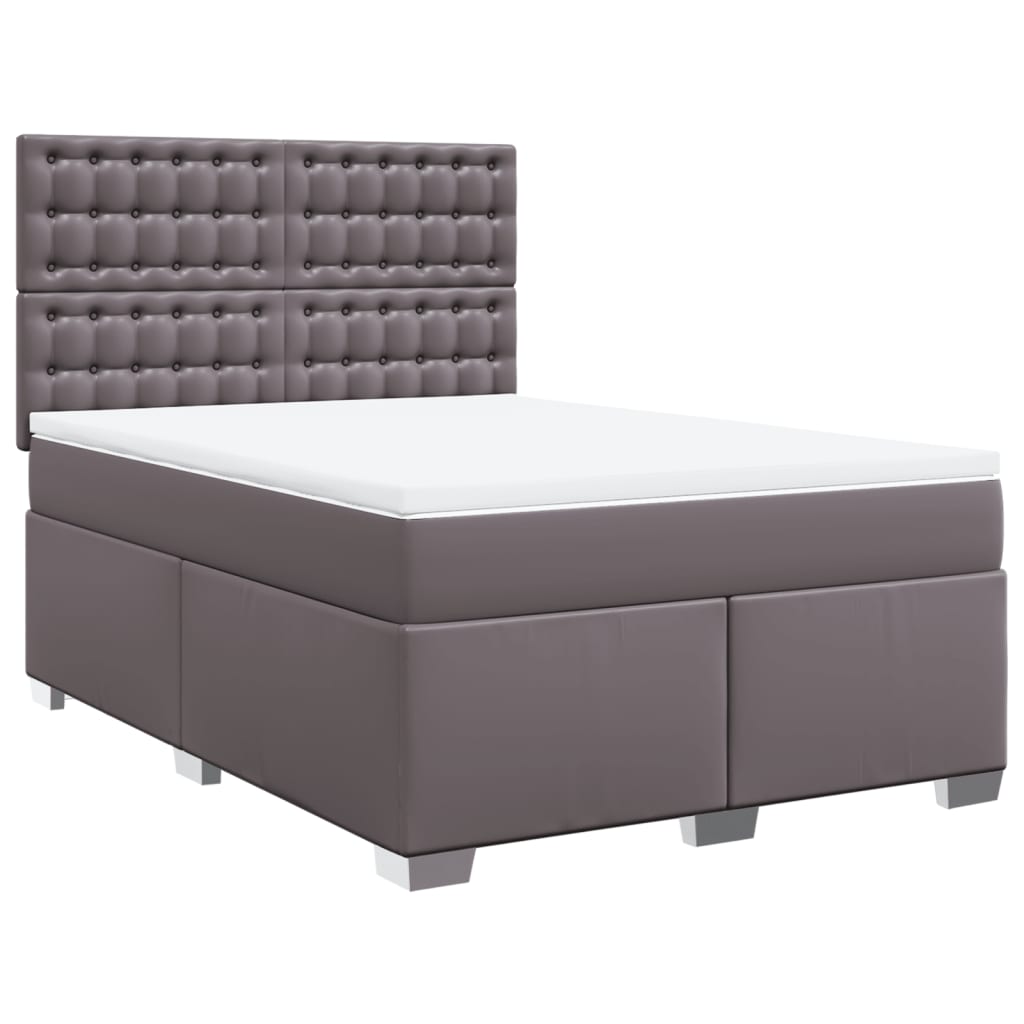 Sommier à lattes de lit avec matelas Gris 140x190 cm Similicuir - XIOS