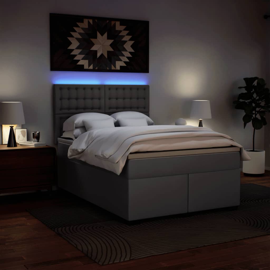 Sommier à lattes de lit avec matelas Gris 140x190 cm Similicuir - XIOS