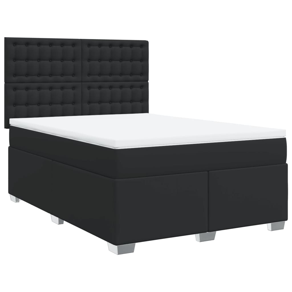 Sommier à lattes de lit avec matelas Noir 140x200 cm Similicuir - XIOS