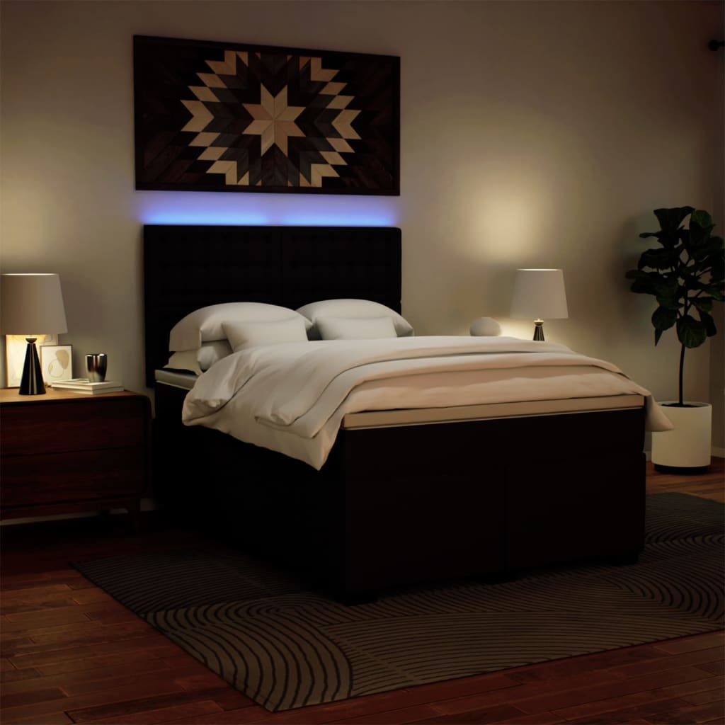 Sommier à lattes de lit avec matelas Noir 140x200 cm Similicuir - XIOS