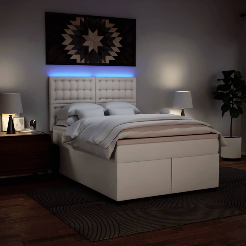 Sommier à lattes de lit avec matelas Blanc 160x200cm Similicuir - XIOS
