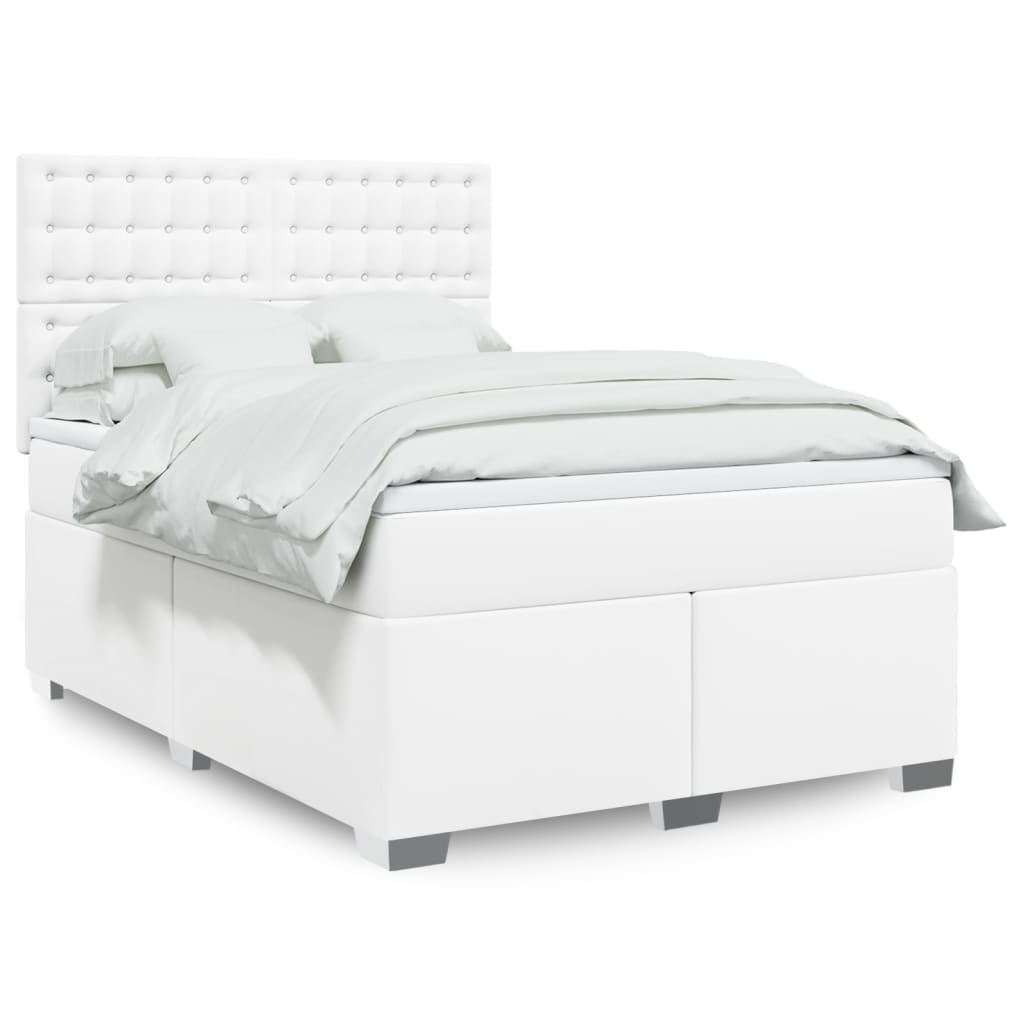 Sommier à lattes de lit avec matelas Blanc 160x200cm Similicuir - XIOS