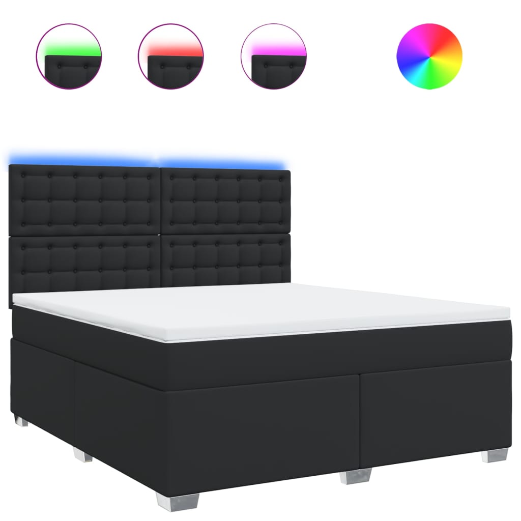 Sommier à lattes de lit avec matelas Noir 180x200 cm Similicuir - XIOS