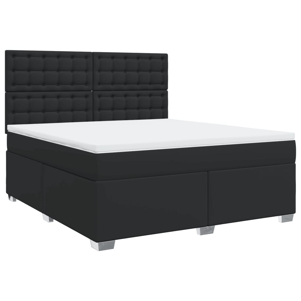 Sommier à lattes de lit avec matelas Noir 180x200 cm Similicuir - XIOS