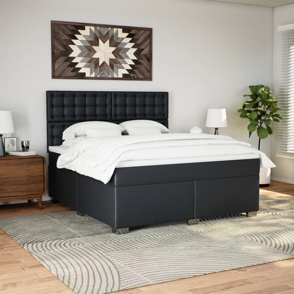 Sommier à lattes de lit avec matelas Noir 180x200 cm Similicuir - XIOS