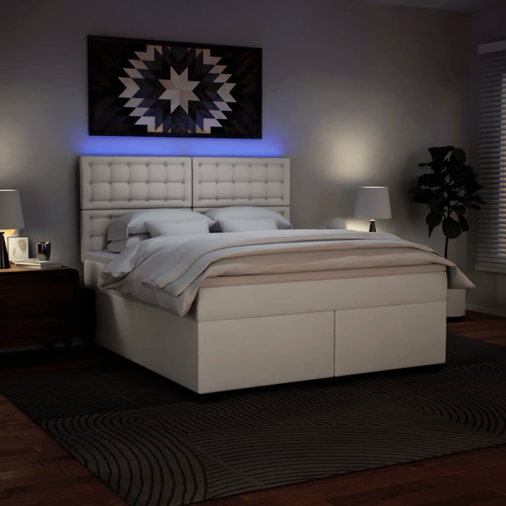 Sommier à lattes de lit avec matelas Blanc 180x200cm Similicuir - XIOS