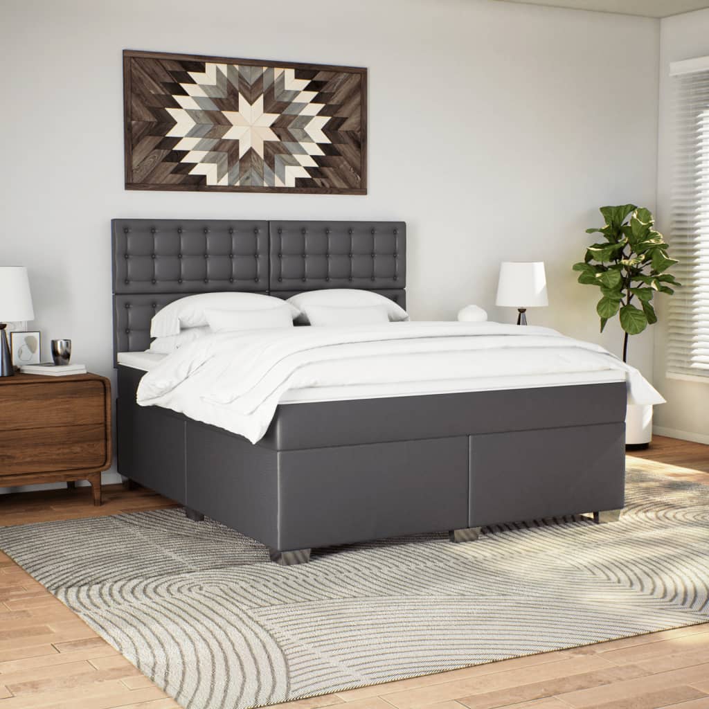 Sommier à lattes de lit avec matelas Gris 180x200 cm Similicuir - XIOS