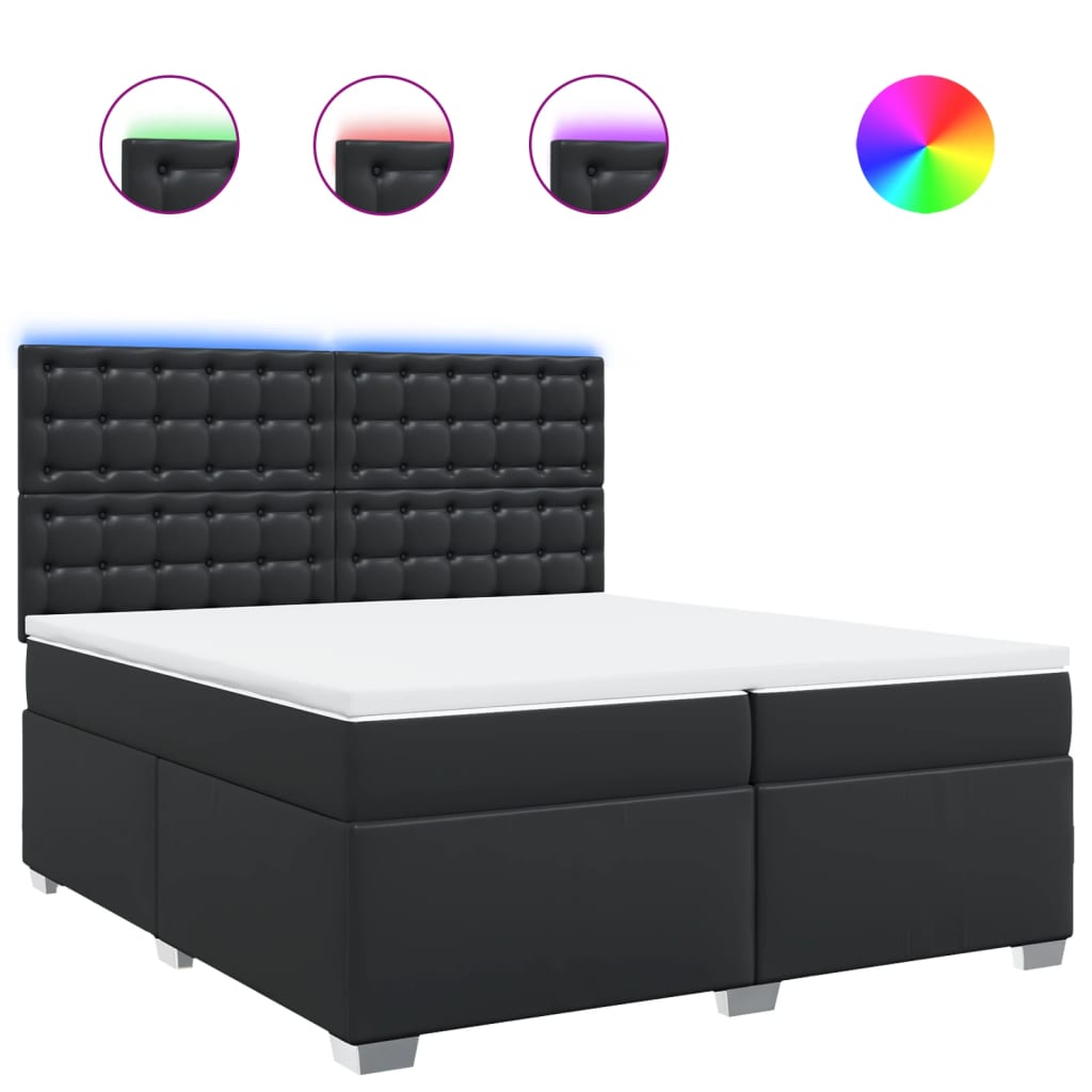 Sommier à lattes de lit avec matelas Noir 200x200 cm Similicuir - XIOS