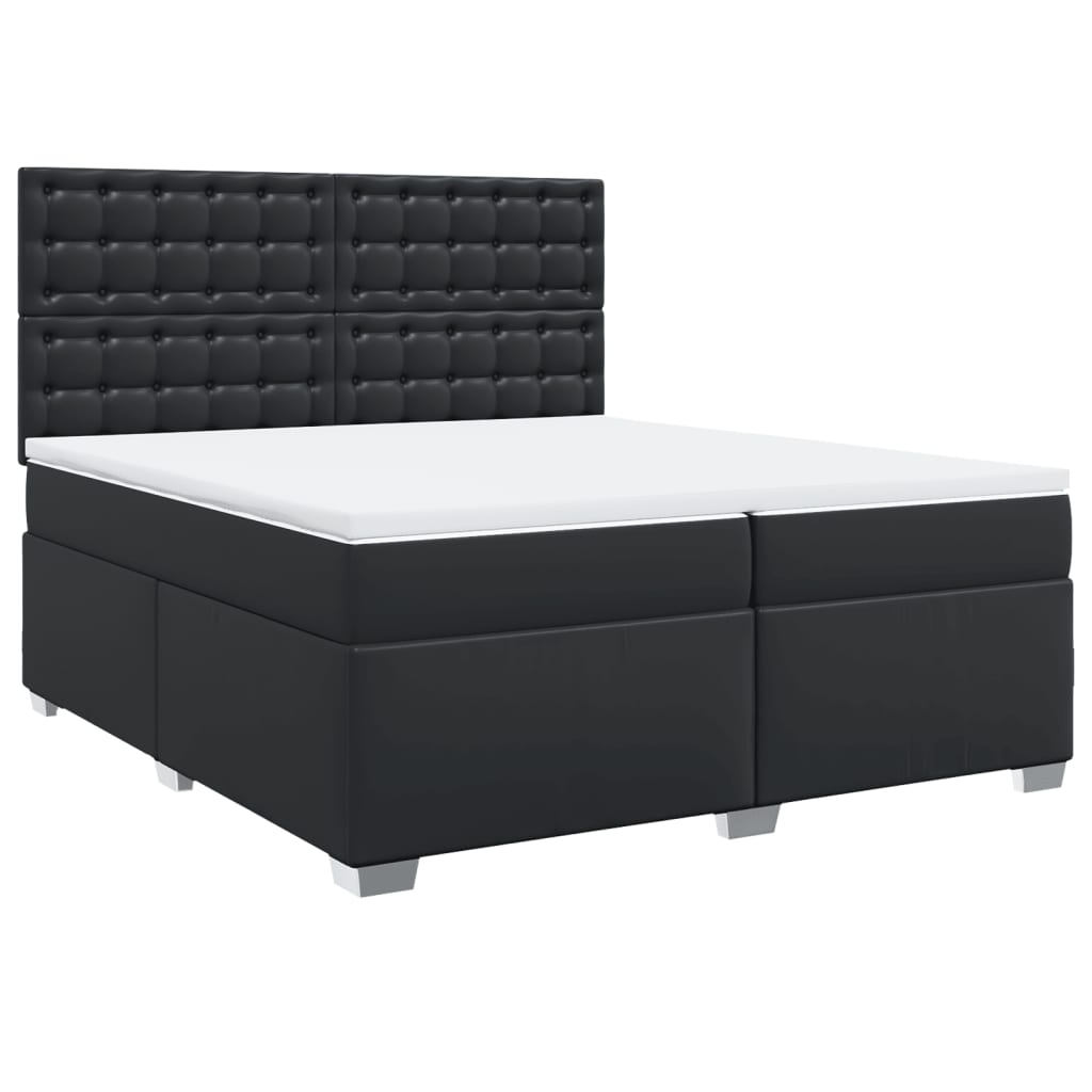 Sommier à lattes de lit avec matelas Noir 200x200 cm Similicuir - XIOS