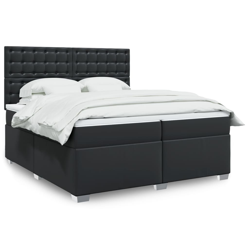 Sommier à lattes de lit avec matelas Noir 200x200 cm Similicuir - XIOS