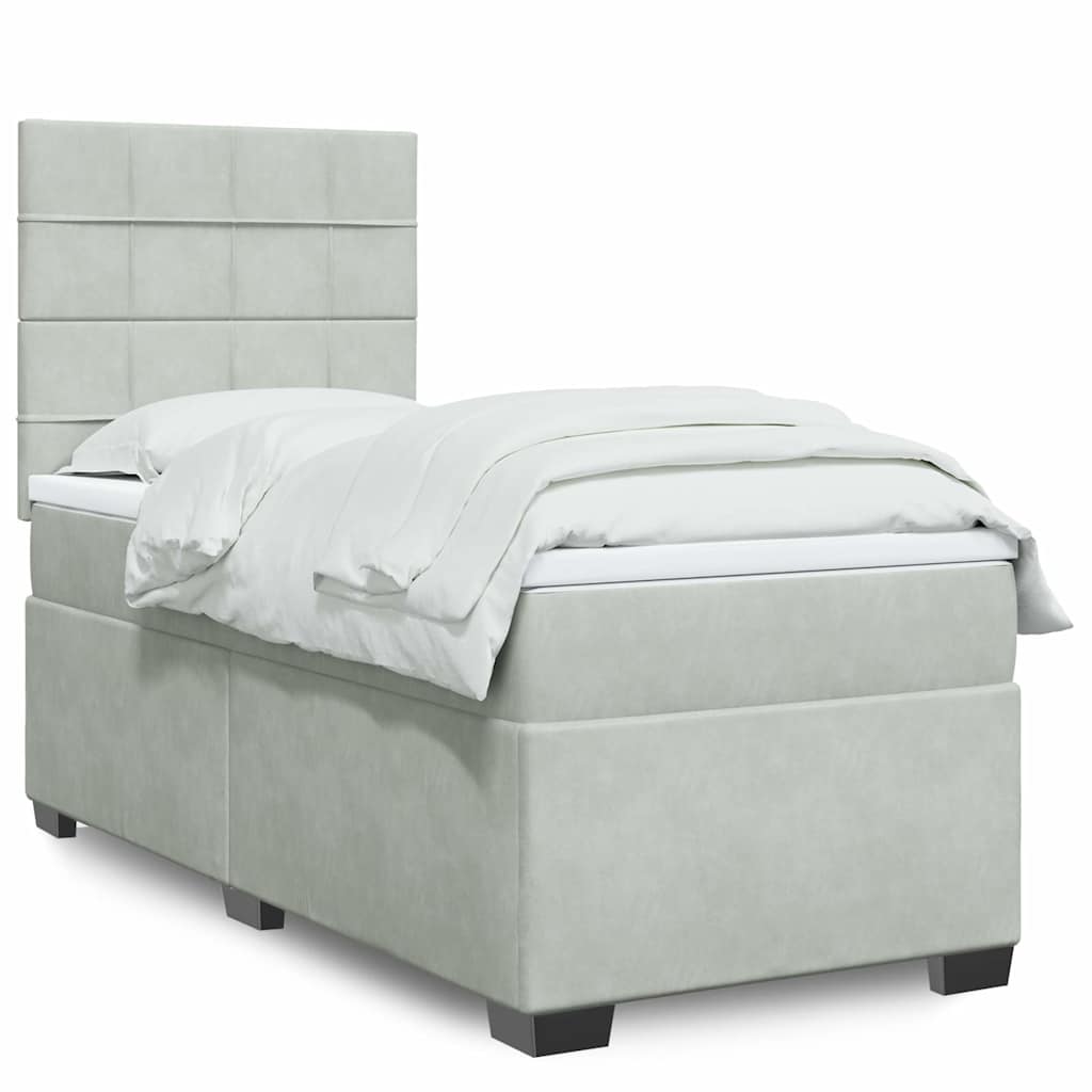 Sommier à lattes de lit et matelas Gris clair 80x200 cm Velours - XIOS