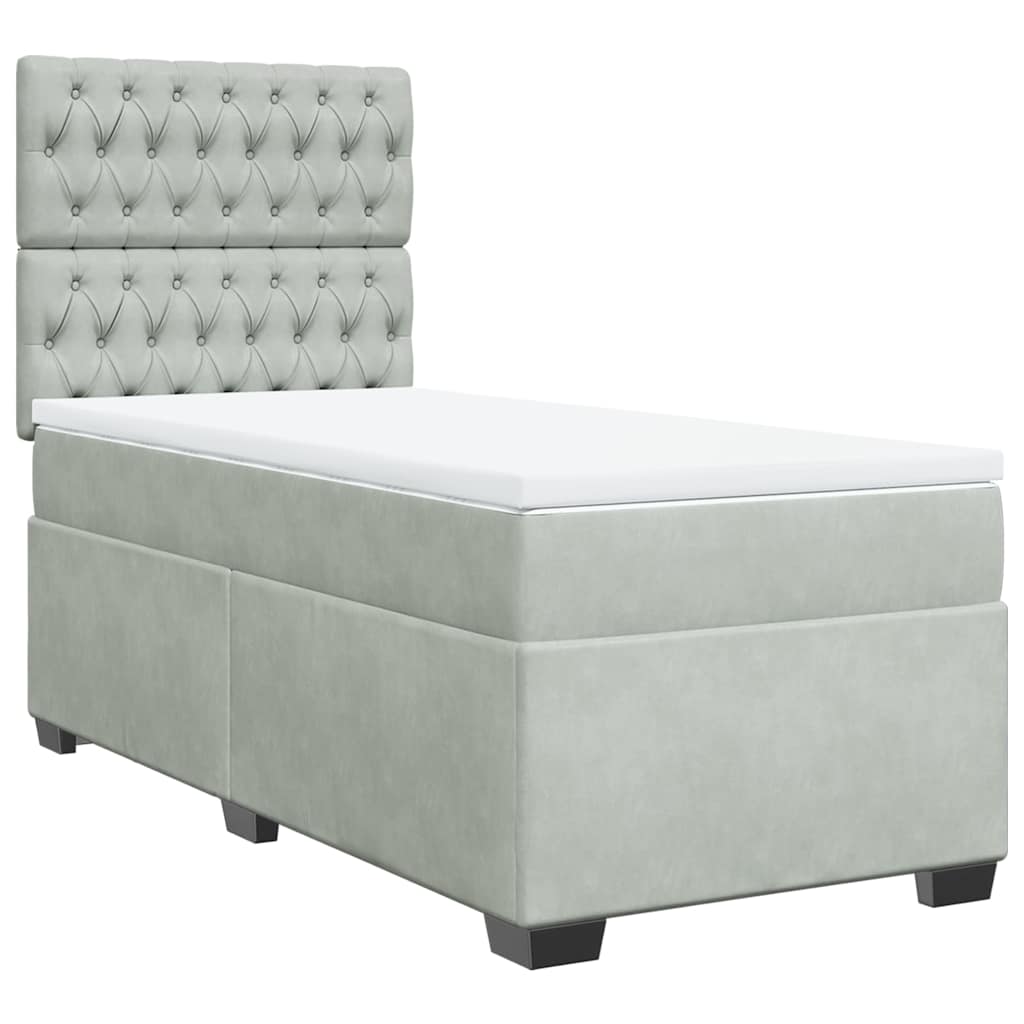 Sommier à lattes de lit et matelas Gris clair 80x200 cm Velours - XIOS