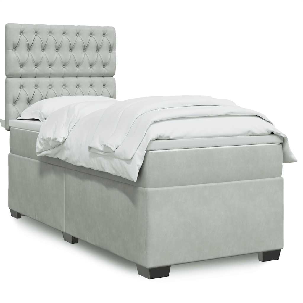 Sommier à lattes de lit et matelas Gris clair 80x200 cm Velours - XIOS