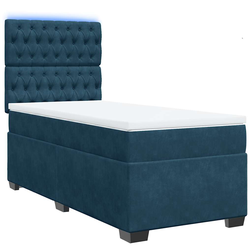 Sommier à lattes de lit avec matelas bleu 80x200 cm velours - XIOS