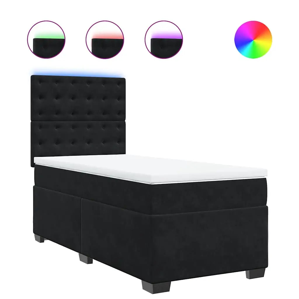 Sommier à lattes de lit et matelas Noir 80x200 cm Velours - XIOS