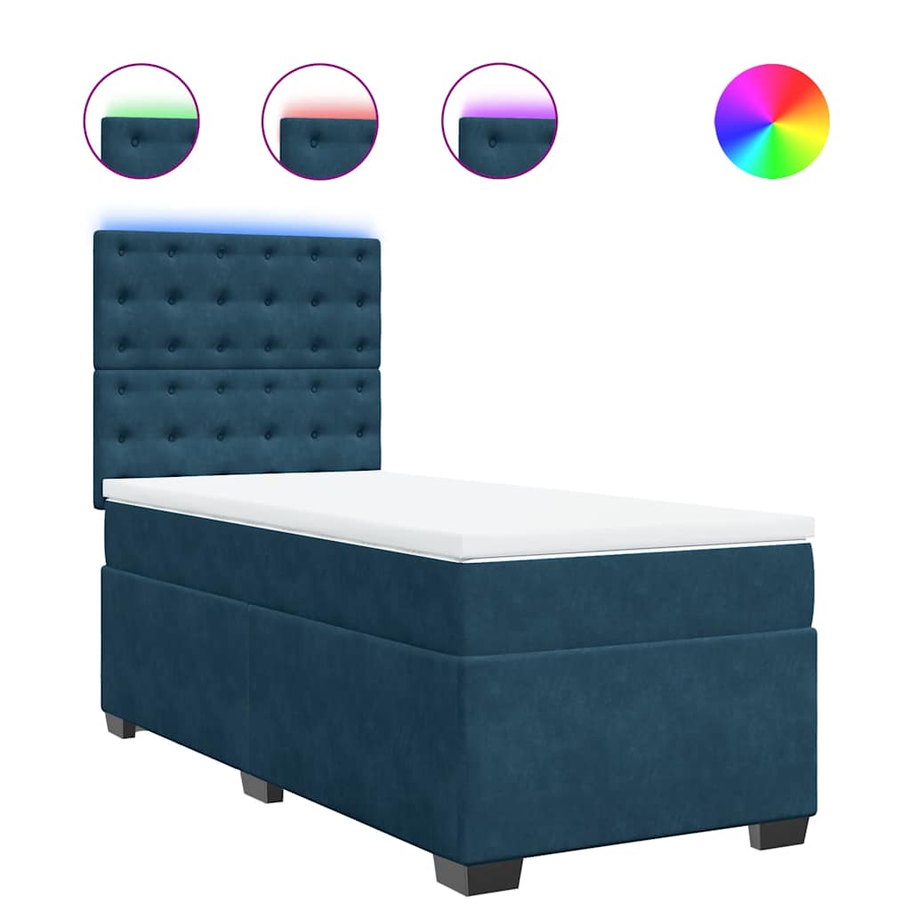 Sommier à lattes de lit avec matelas bleu 80x200 cm velours - XIOS