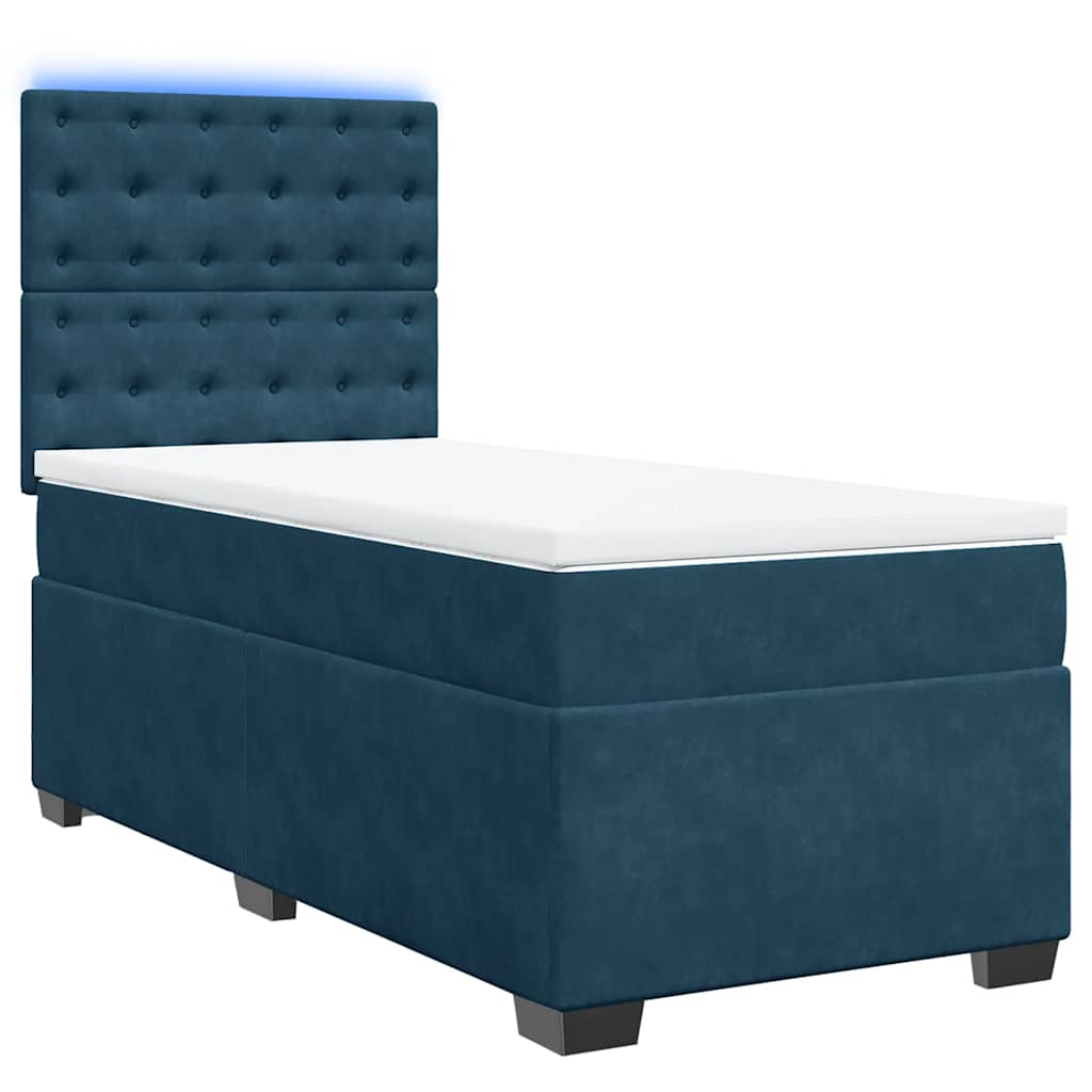 Sommier à lattes de lit avec matelas bleu 80x200 cm velours - XIOS