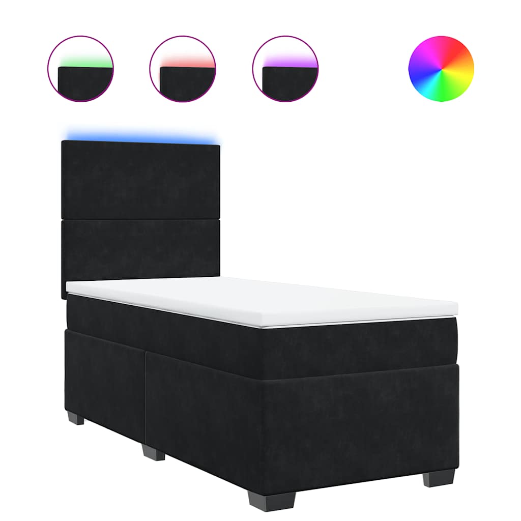 Sommier à lattes de lit avec matelas Noir 90x190 cm Velours - XIOS