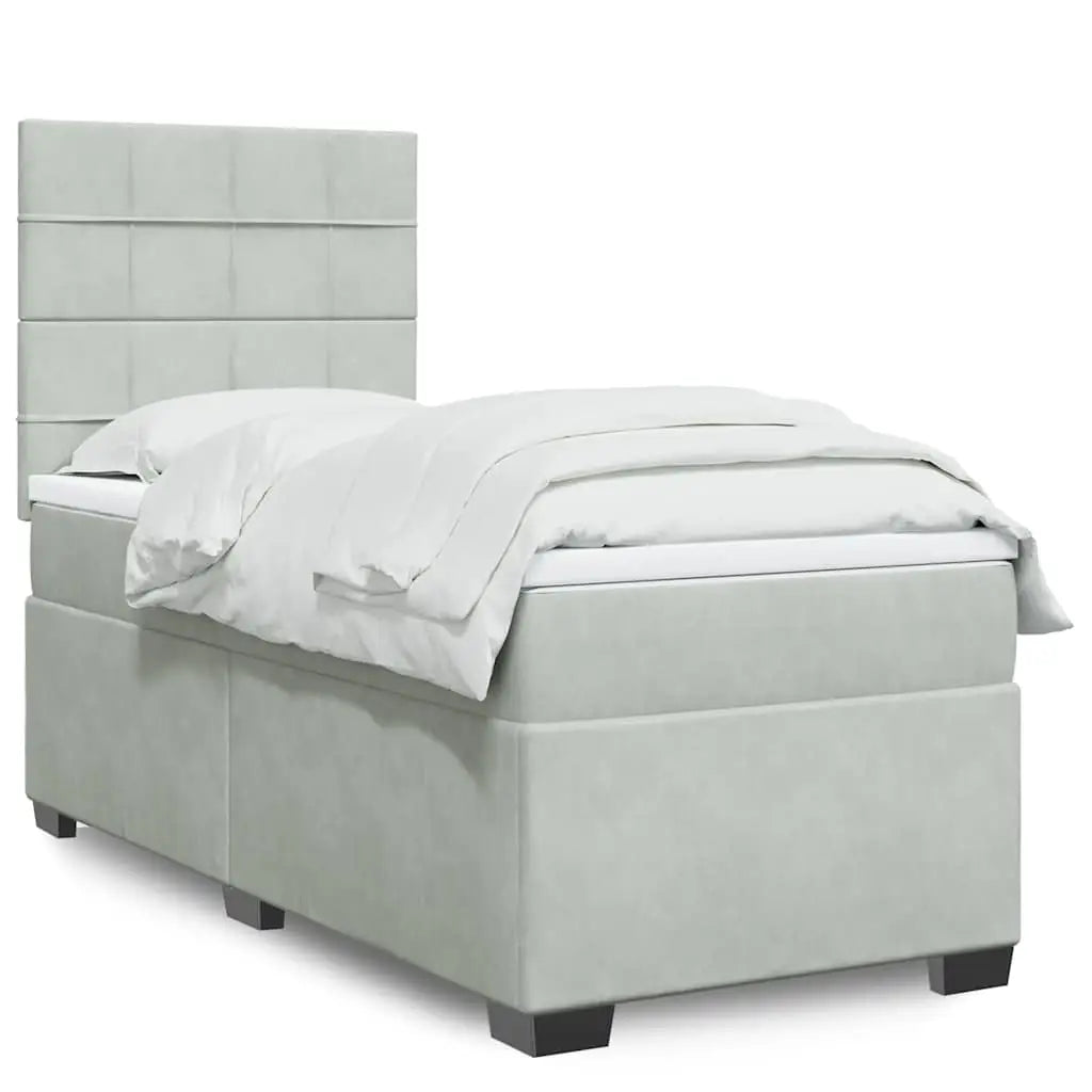 Sommier à lattes de lit et matelas Gris clair 90x190 cm Velours - XIOS