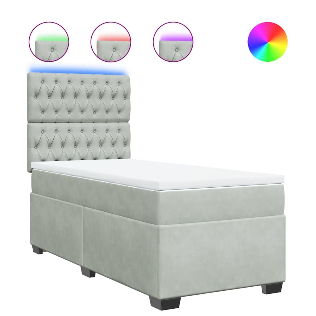 Sommier à lattes de lit et matelas Gris clair 90x190 cm Velours - XIOS